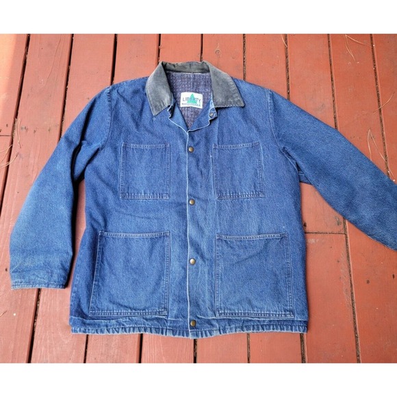 Vintage 80s Liberty Blanket Lined Corduroy distress Denim Chore Barn Jacket XXL - Picture 1 of 10
